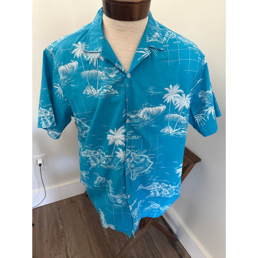 Jade Fashions Men’s Blue Hawaiian Shirt Size Large